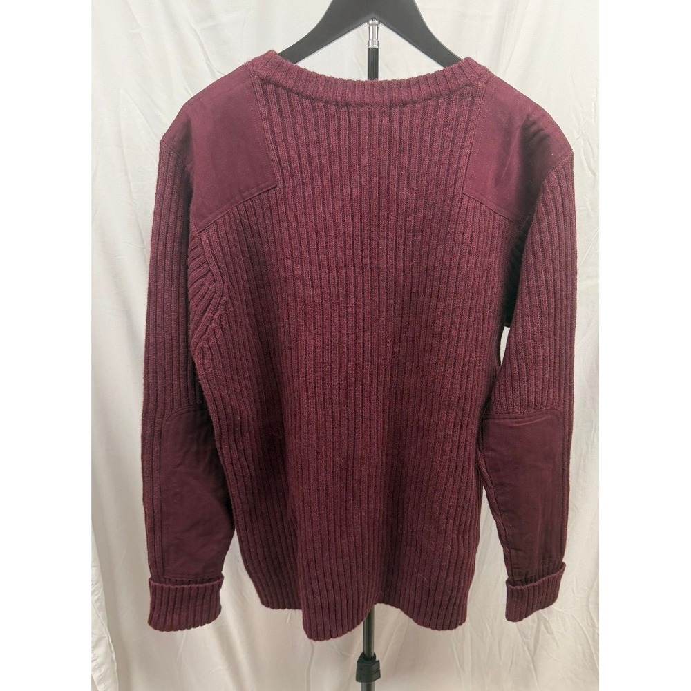 LL Bean Vintage Men's XXL 100% Merino Wool Burgundy Ribbed Knit Crewneck Sweater - Picture 6 of 7